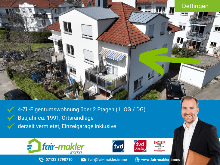 Ansicht Dettingen an der Erms Maisonettewohnung FAIR-MAKLER: Tolle Maisonette-Whg. in Ortsrandlage