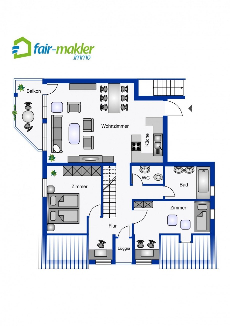 Grundriss Ebene 1 Maisonettewohnung Bad Urach