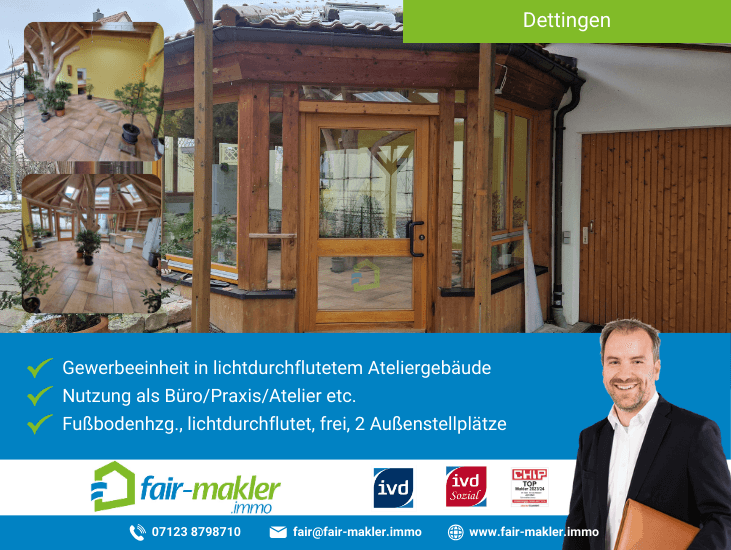 Au�enansicht Dettingen an der Erms B�ro / Praxis FAIR-MAKLER: Platz f�r kreative Auszeit oder Ihr neues lichtdurchflutetes B�ro