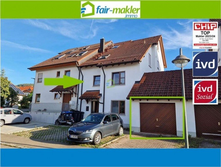 erfolgreich verkauft Dettingen an der Erms Etagenwohnung FAIR-MAKLER: Lichtdurchflutete Wohnung in ruhiger Lage mit Balkon und Einzelgarage