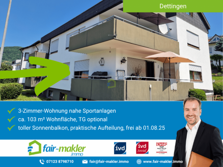 Ansicht Dettingen an der Erms Wohnung FAIR-MAKLER: Wohnen direkt an den Sportanlagen, Freibad und Schulen
