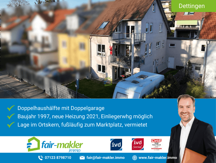 S�dseite mit Balkonen Dettingen an der Erms Doppelhaush�lfte FAIR-MAKLER: gesucht - gefunden - Ihr Haus in Dettingen