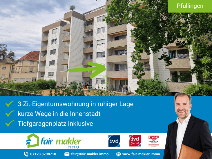 Au�enansicht Pfullingen Wohnung FAIR-MAKLER: Kapitalanlage - Eine Immobilie f�r Menschen, die langfristig denken.