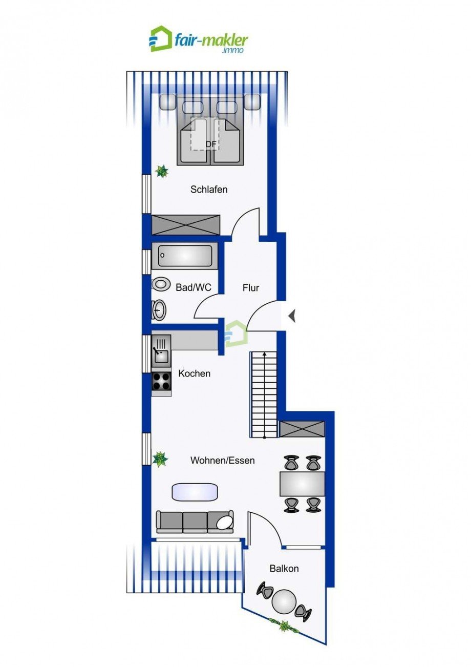 Grundriss Dachgeschosswohnung Dettingen an der Erms