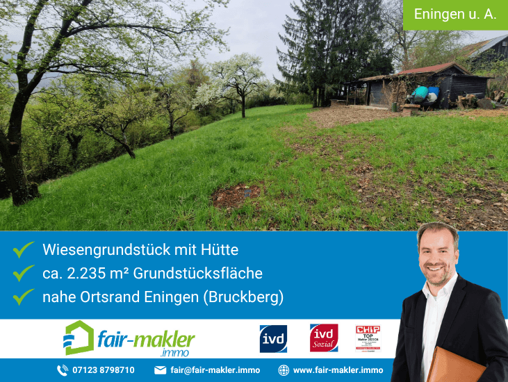 Titel Eningen unter Achalm Land- / Forstwirtschaft - Grdst. FAIR-MAKLER: Wiesengrundst�ck am Ortsrand