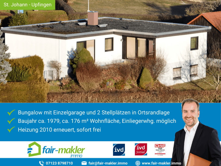 Titelbild Sankt Johann Bungalow FAIR-MAKLER: Lange gesucht, endlich gefunden - Bungalow in Ortsrandlage