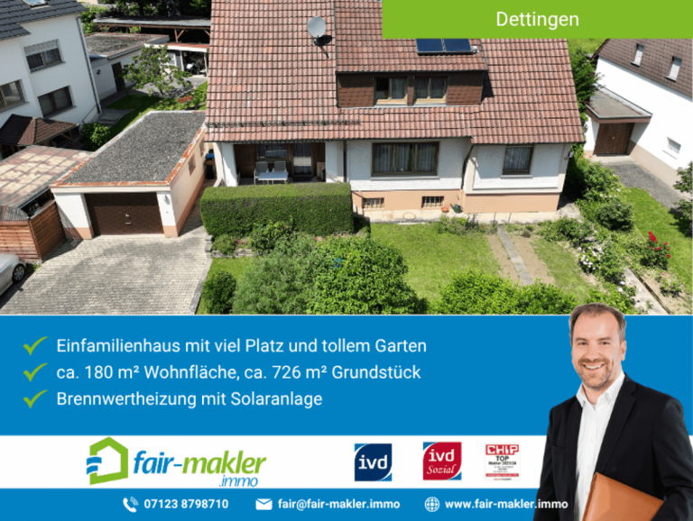Ansicht Dettingen an der Erms Einfamilienhaus FAIR-MAKLER: Familienhaus oder Arbeiten und Wohnen kombinieren - ruhige Lage